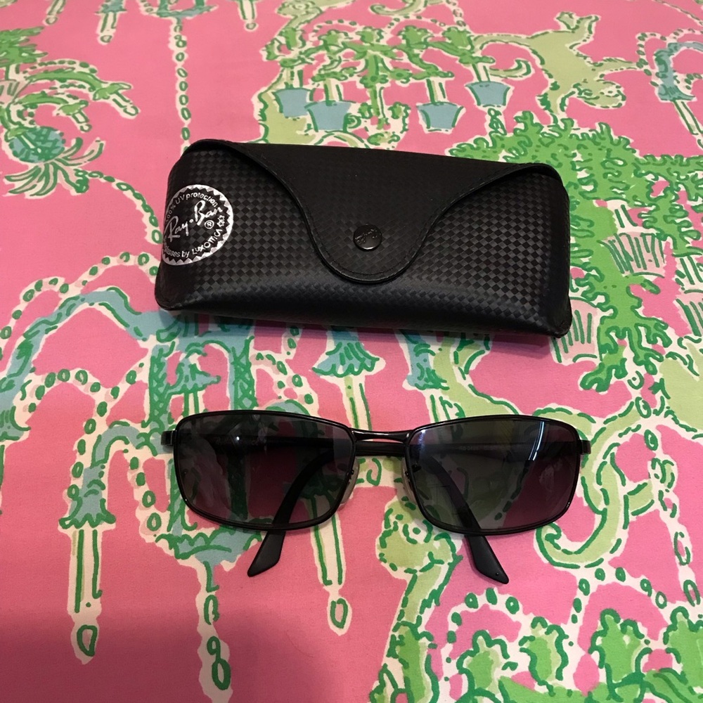 Ray Ban RB 3498 002/71 Black Rectangular Sunglasses